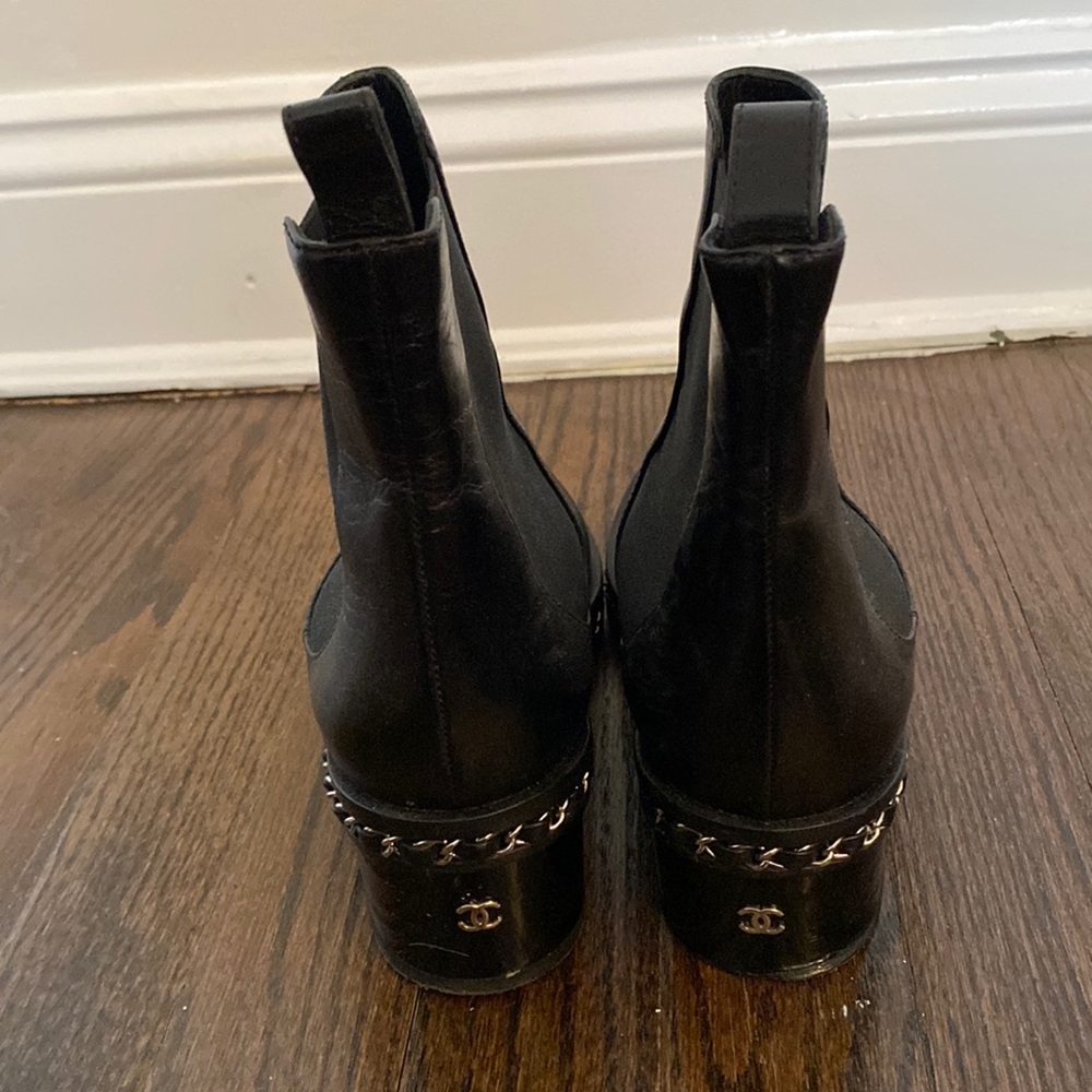 CHANEL black moto boots